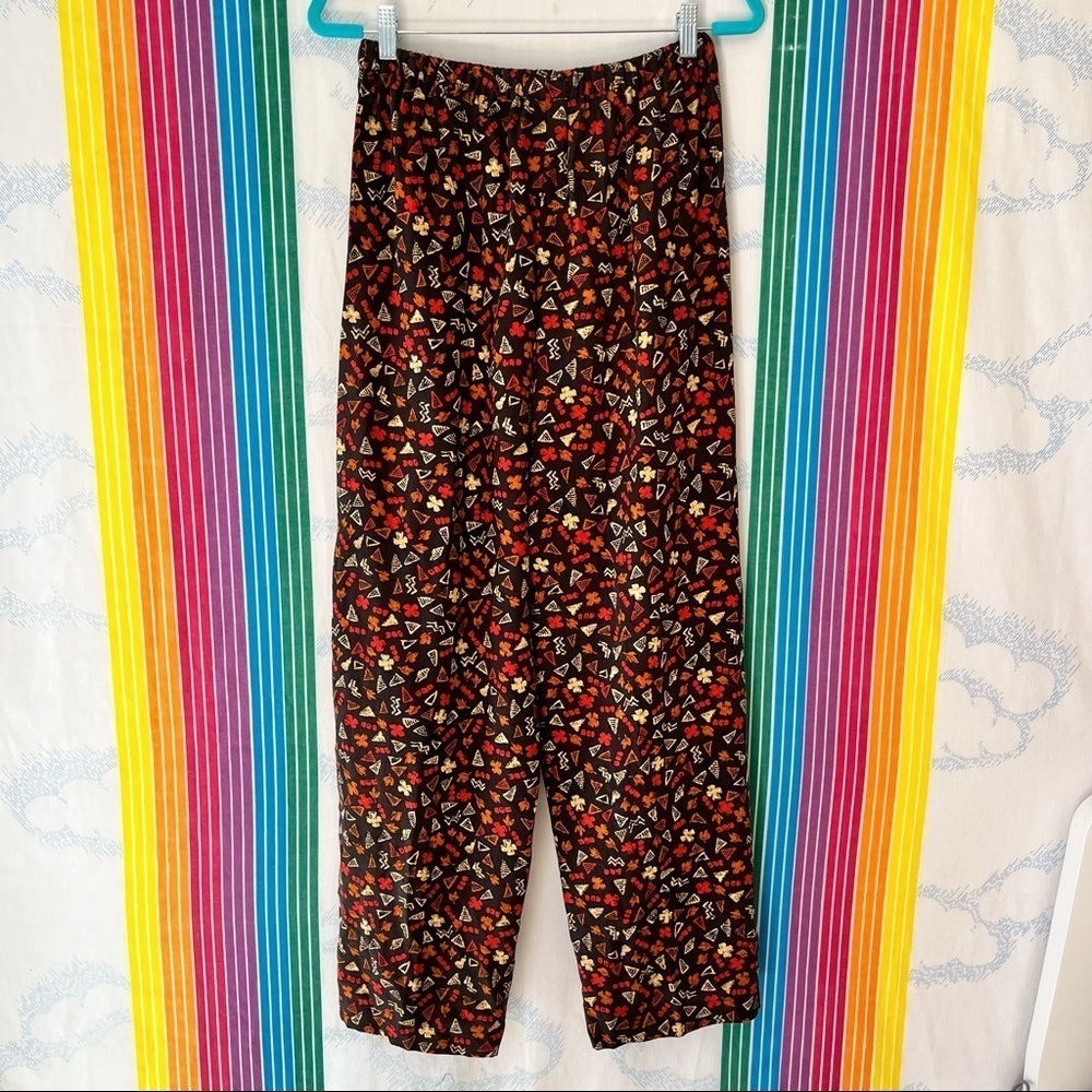 VINTAGE CLIO silk funky pattern pants boho trendy medium